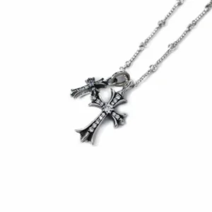 SMALL CROSS AND BABYFAT CHARM NECKLACE WITH DIAMONDS