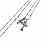 SMALL CROSS AND BABYFAT CHARM NECKLACE WITH DIAMONDS