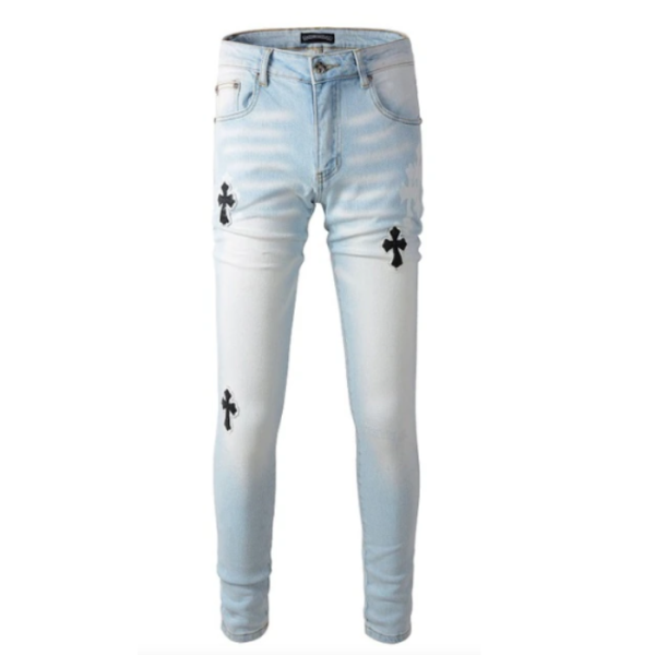 Chrome Heart Cross Patches Skinny Jeans