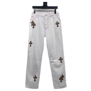 Chrome Heart White Leopard Cross Jeans