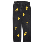 Chrome Hearts Distressed Yellow Jeans