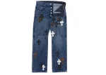 Chrome Hearts Fleur Knee Cross Patch Jeans