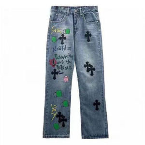 Chrome Hearts Graffiti Red Lips Jeans