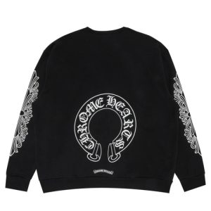 Chrome Hearts Horseshoe Floral Logo Crewneck – Black